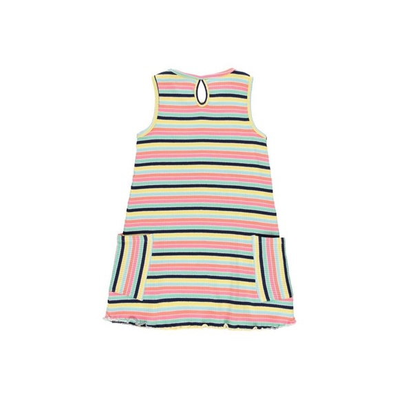 Colorful Striped Kids Rib Jersey Dress - Picture 2 of 4